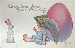 Vintage velikonoční pohlednice, USA, 1914