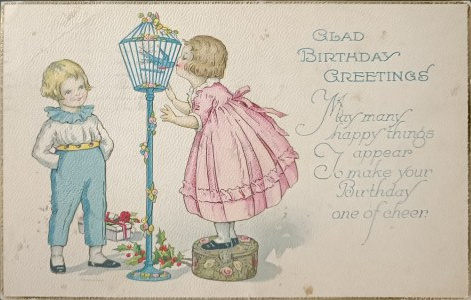 Vintage birthday postcard, USA, 1924