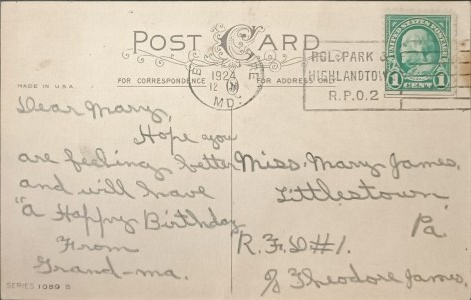 Ročníková narodeninová pohľadnica, USA, 1924