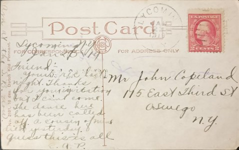 Dobová pohľadnica, USA, 1919