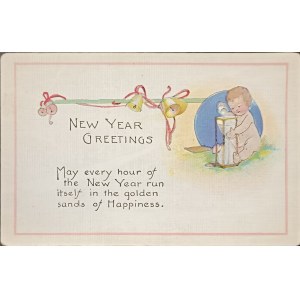 New Year's vintage postcard, USA, early 20th century.