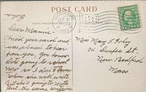 Carte postale d'époque, États-Unis, 1912