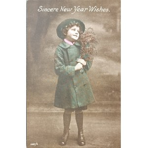 Cartolina postale d'epoca di Capodanno, Regno Unito, inizio XX secolo.