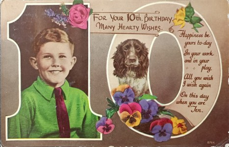 Birthday vintage postcard, United Kingdom, 1949