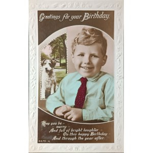 Cartolina di compleanno d'epoca, Regno Unito, 1936