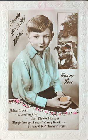 Pocztówka urodzinowa vintage, Wielka Brytania, 1936