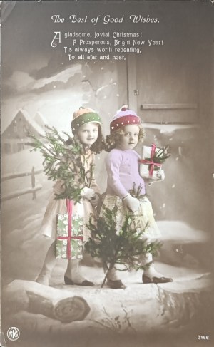 Vintage vánoční pohlednice, Velká Británie, první polovina 20. století.