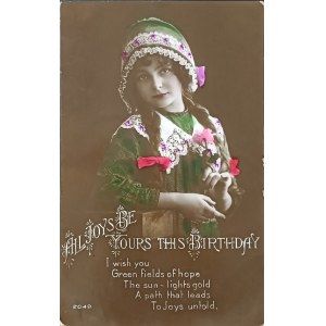 Vintage birthday postcard, United Kingdom, 1st half of the 20th century.
