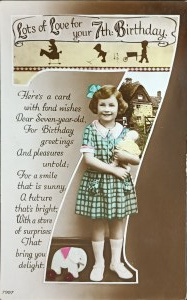 Vintage narozeninová pohlednice, Velká Británie, 1936