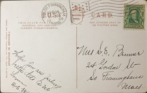 Vintage postcard, USA / UK, 1908