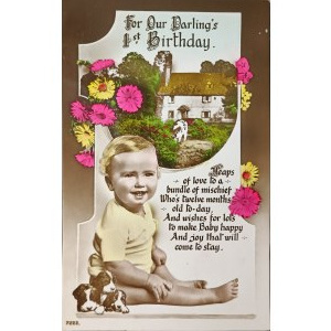 Birthday vintage postcard, United Kingdom, 1940