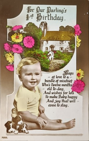 Vintage-Geburtstagspostkarte, Vereinigtes Königreich, 1940