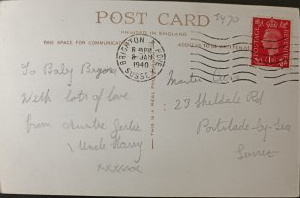 Cartolina di compleanno d'epoca, Regno Unito, 1940