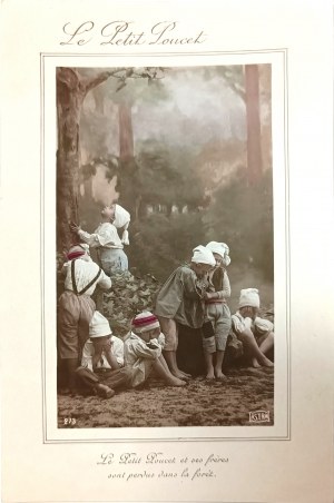 Carte postale d'époque avec les illustrations du conte 