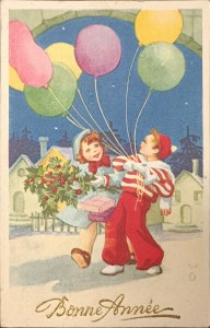 Carte postale vintage du Nouvel An, France