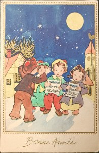 Carte postale vintage du Nouvel An, France