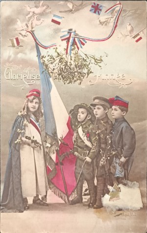 Vintage pohlednice, Francie, 1919