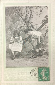 Vintage postcard, France, 1909
