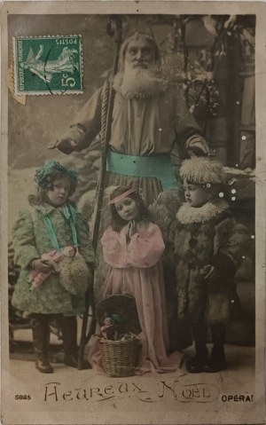 Cartolina natalizia d'epoca, inizio XX secolo, Francia