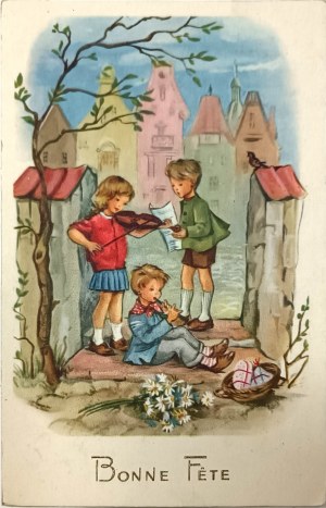 Alte Geburtstagspostkarte, Frankreich, 1958
