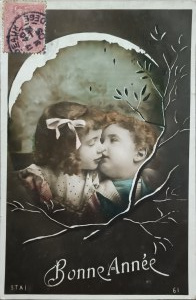 Cartolina d'epoca di Capodanno, Francia, 1905