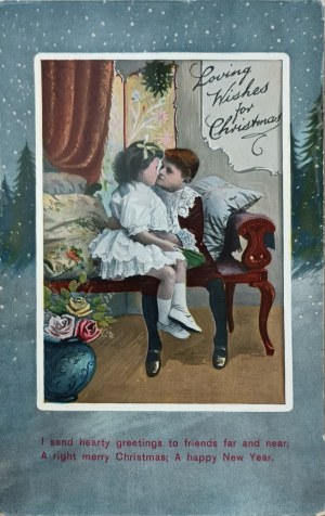 Pocztówka bożonarodzeniowo-noworoczna vintage, Wielka Brytania / Prusy, pocz. XX w.