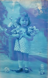 Vintage pohlednice k narozeninám, Francie, počátek 20. století.