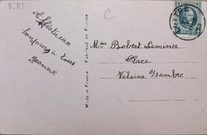 Ročníková pohľadnica, Francúzsko/Belgicko, 1909