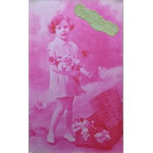 Vintage birthday postcard, France / Belgium, early 20th century.