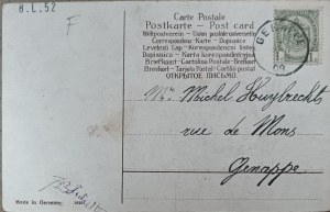Pocztówka vintage, Niemcy / Belgia, 1908