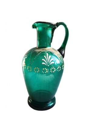 Zelený ručně malovaný džbán