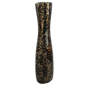 Vase décoratif vintage en marbre noir et or, Chodzież