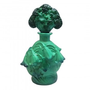 Art Nouveau malachite glass perfume flacon, Ingrid model, Curt Schlevogt, Czech Republic, 1930s