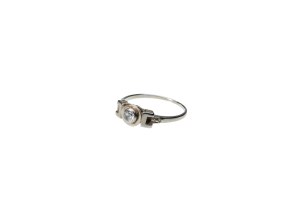 BAGUE EN OR AVEC DIAMANT 0,20 CT | Tchécoslovaquie (Tchécoslovaquie - 1ère moitié du 20e siècle)