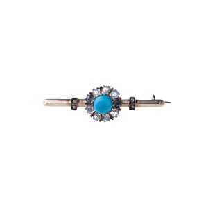 BROCHE EN OR AVEC TURQUOISE | Autriche-Hongrie (Autriche - Hongrie - 2e moitié du 19e siècle)