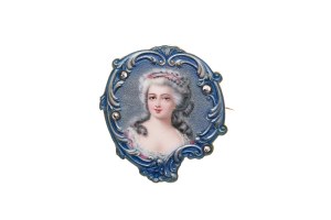 GOLDBROSCHE MIT ROCOCO-PORTRAIT UND DIAMANT-ROSENSCHNITT | Frankreich (Französisch / Frankreich - 19. Jahrhundert)