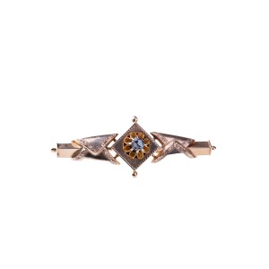 GOLD BIEDERMEIER BROOCH WITH DIAMOND | Central Europe (Central European / Central Europe - 2nd half of the 19th century)