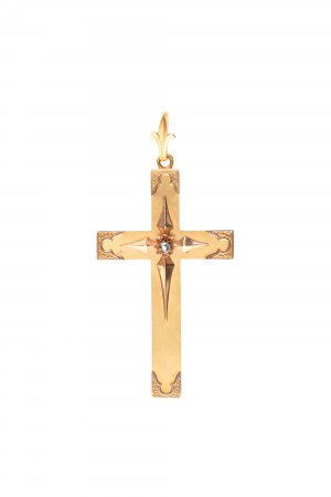 Zlatý kříž s diamantovou cestou | Střední Evropa (Střední Evropa / Central Europe - around 1870)