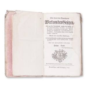DE MONTESQUIEU, Charles de Secondat (1689-1755): Werk von den Gesetzen. Bd. III.