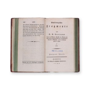 TREVIRANUS, G. R. (1776-1837) : Physiologische Fragmente. Vol. I. a II.