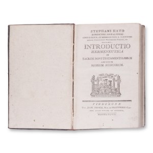 HAYD, Stephan (1744-1802): (1): Introductio Hermeneutica in Sacros Novi Testamenti (Úvod do hermeneutiky v Novém zákoně)