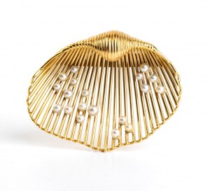 Zlatá brošňa s perlami, cena Perla Di Sanremo 1955, vlastnila grófka Paola Della Chiesa