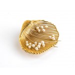 Broche en or avec perles, prix Perla Di Sanremo 1955, propriété de la comtesse Paola Della Chiesa