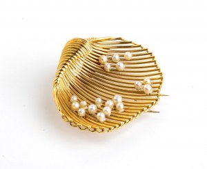 Broche en or avec perles, prix Perla Di Sanremo 1955, propriété de la comtesse Paola Della Chiesa