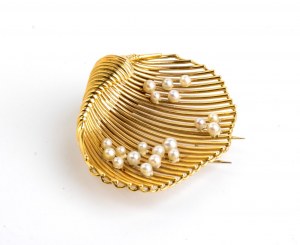 Zlatá brošňa s perlami, cena Perla Di Sanremo 1955, vlastnila grófka Paola Della Chiesa
