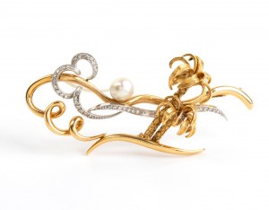 Broche en or, diamant et perle, propriété de la comtesse Paola Della Chiesa