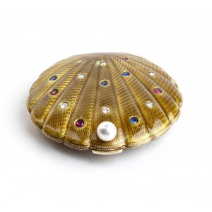 Gold and silver powder case with precious stones - Perla Di Sanremo 1954 prize, owned by Countess Paola Della Chiesa