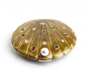 Gold and silver powder case with precious stones - Perla Di Sanremo 1954 prize, owned by Countess Paola Della Chiesa