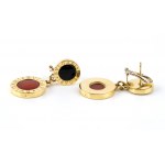 BULGARI: BVLGARI-BVLGARI collection, gold pendant earrings with carnelian and onix