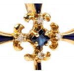 FABERGE': Diamond sapphire gold enamelled cross pendant